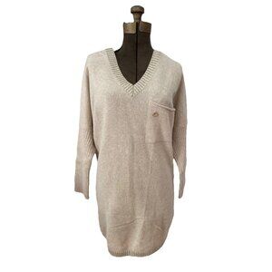 Cocomore Sweater Beige V-Neck Gold Long 2 / Large Wool Blend Cream
